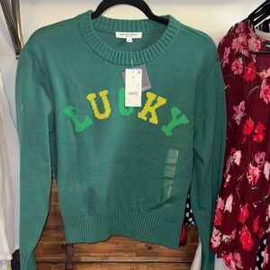 Grayson Threads Green Sweater with Yellow Accents